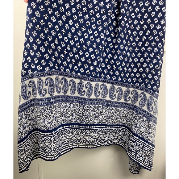 Two By Vince Camuto size XL Blue White Floral Paisley Asymmetrical V-neck Dress - Picture 3 of 7